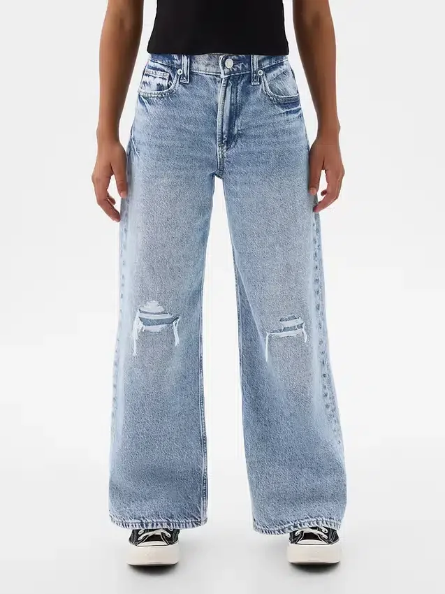 Kinderjeans met lage taille, wijd been