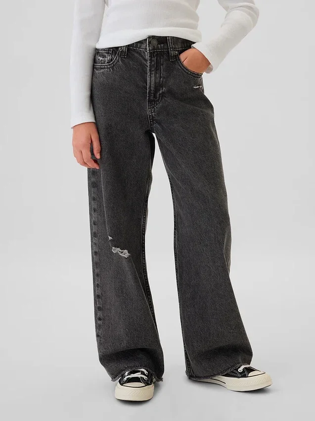 Kinderjeans met lage taille, wijd been