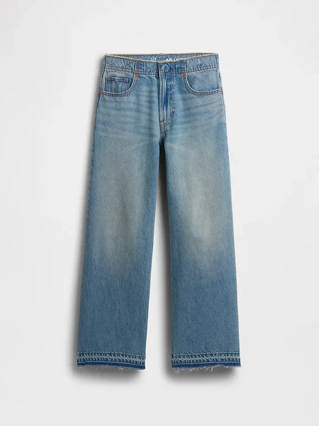 Kinderjeans met lage taille, wijd been