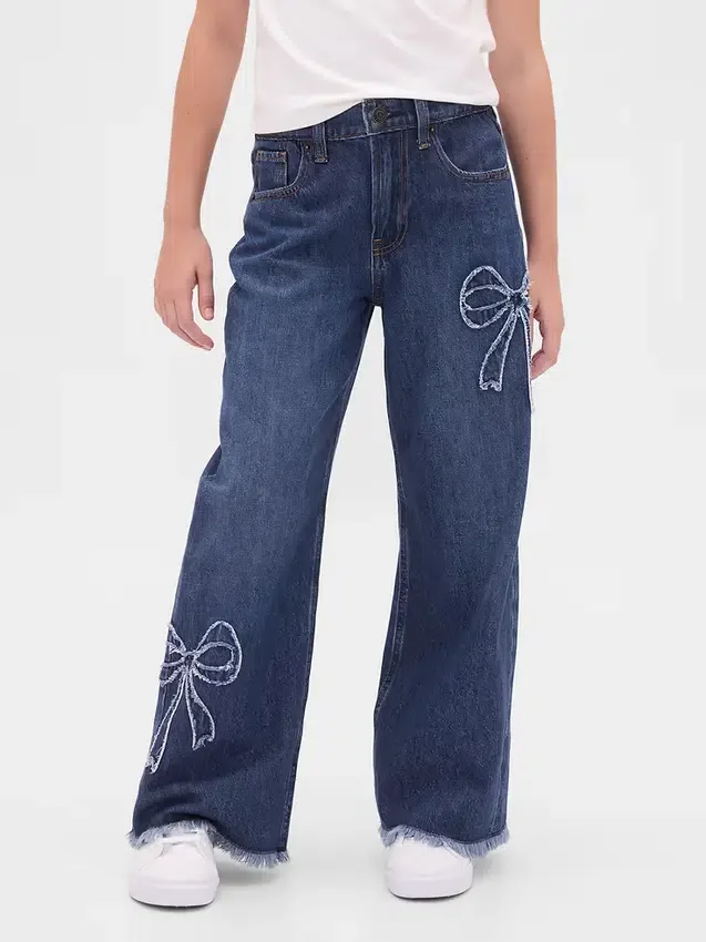 Kinderjeans met lage taille, wijd been