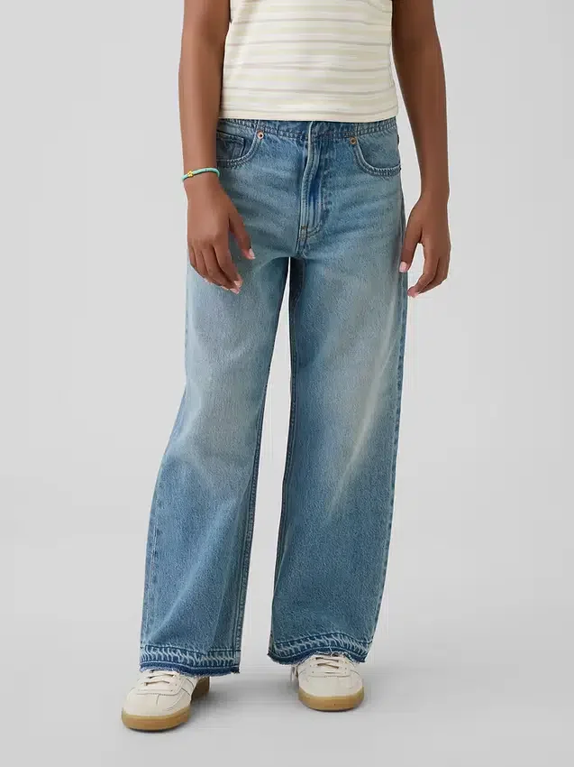 Kinderjeans met lage taille, wijd been