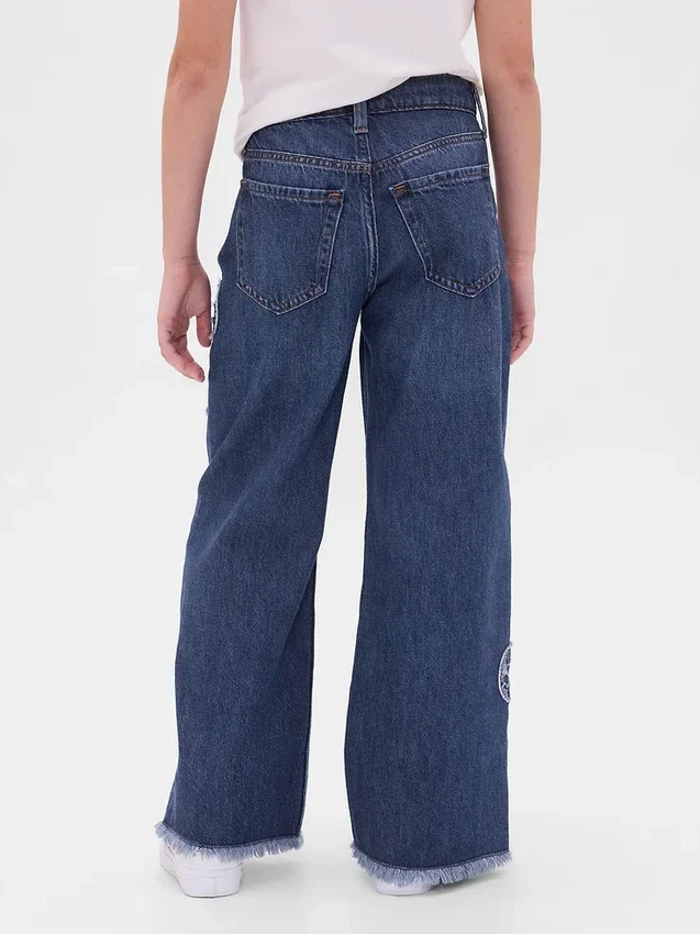 Kinderjeans met lage taille, wijd been