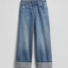 Kinderjeans met lage taille, wijd been en baggy pasvorm