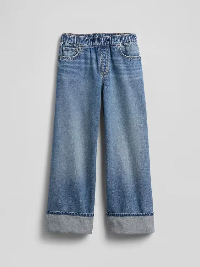 Kinderjeans met lage taille, wijd been en baggy pasvorm