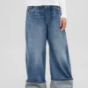 Kinderjeans met lage taille, wijd been en baggy pasvorm
