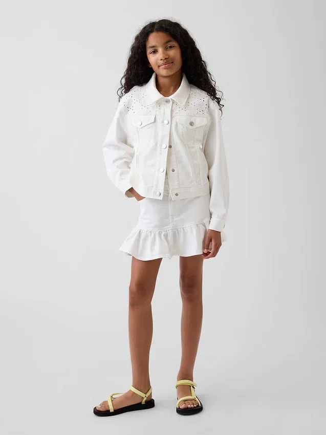 Kinderjeansjasje met oogjes