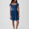 Kinderjeansminijurk met pofmouwtjes