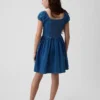 Kinderjeansminijurk met pofmouwtjes