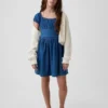 Kinderjeansminijurk met pofmouwtjes