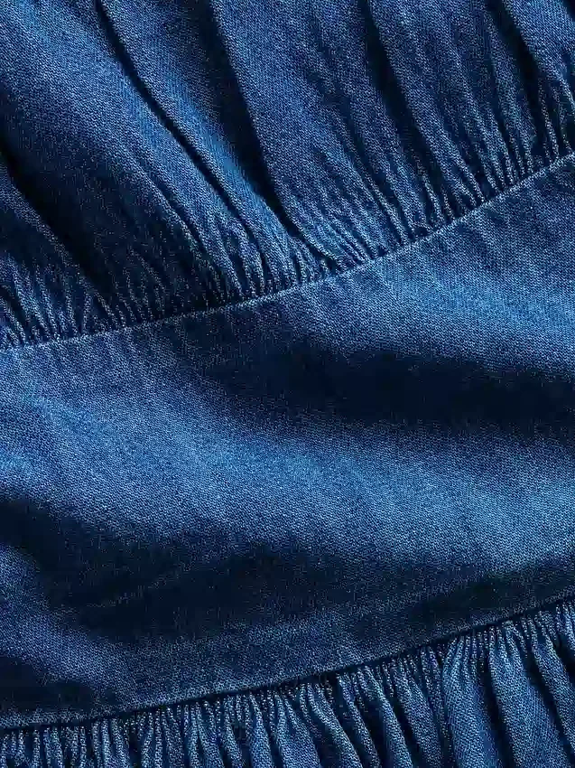 Kinderjeansminijurk met pofmouwtjes
