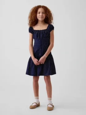 Kinderjurk met stippen en verlaagde taille