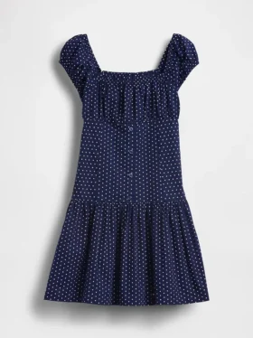 Kinderjurk met stippen en verlaagde taille