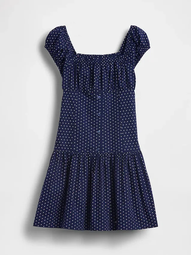 Kinderjurk met stippen en verlaagde taille