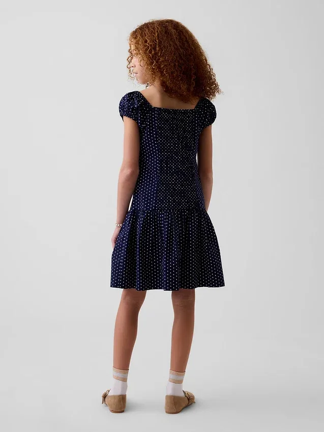 Kinderjurk met stippen en verlaagde taille