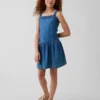 Kinderjurk van denim met lage taille