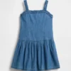 Kinderjurk van denim met lage taille