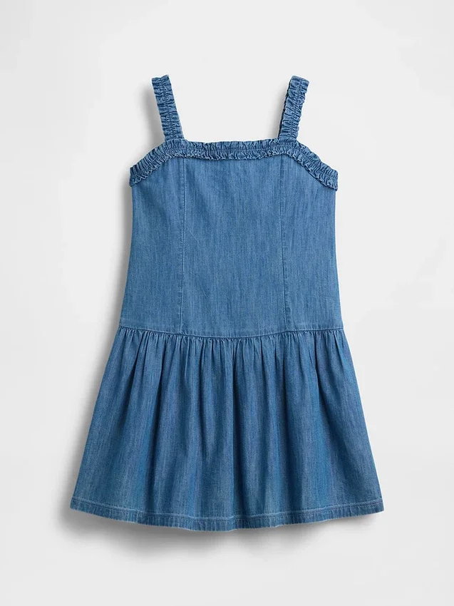 Kinderjurk van denim met lage taille