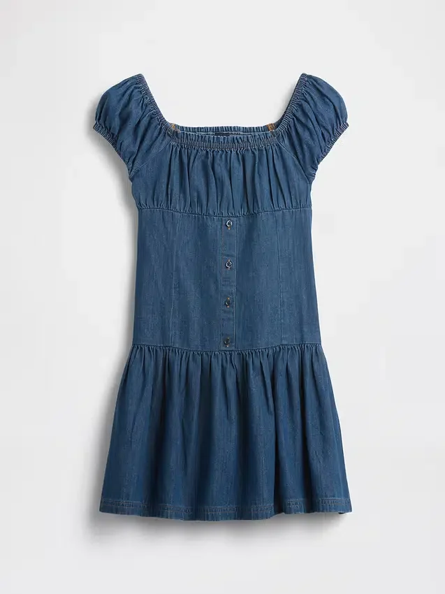 Kinderjurk van denim met lage taille