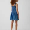 Kinderjurk van denim met lage taille