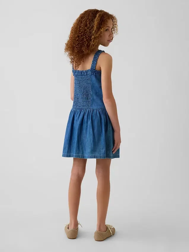 Kinderjurk van denim met lage taille