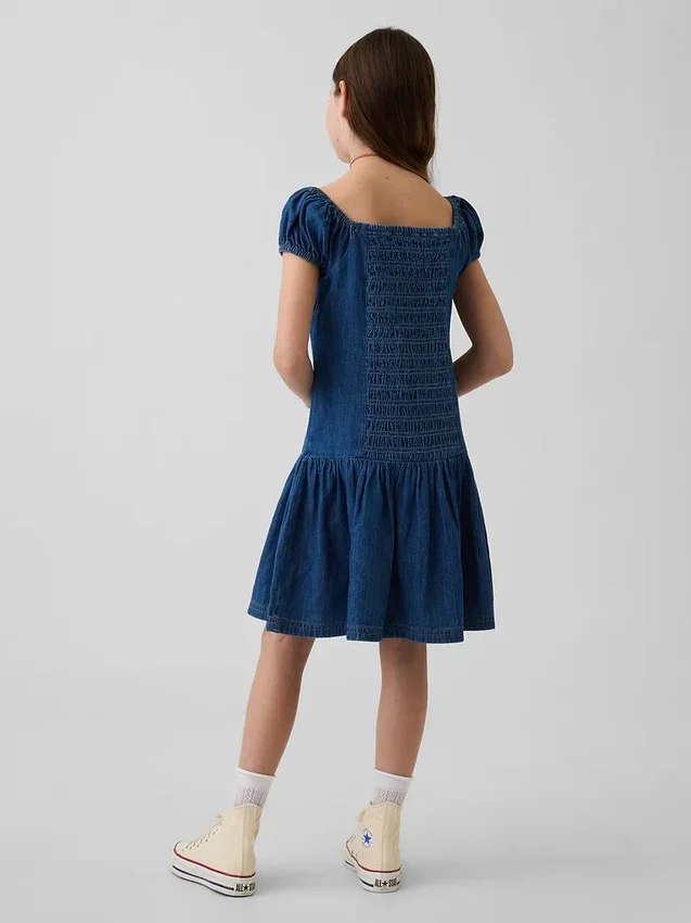 Kinderjurk van denim met lage taille