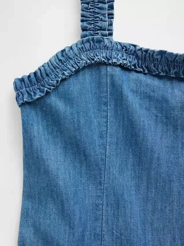 Kinderjurk van denim met lage taille