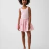 Kinderjurk van gemengde materialen met gelaagde tanktop