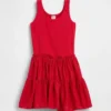 Kinderjurk van gemengde materialen met gelaagde tanktop
