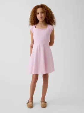Kinderjurk van jersey met vierkante hals