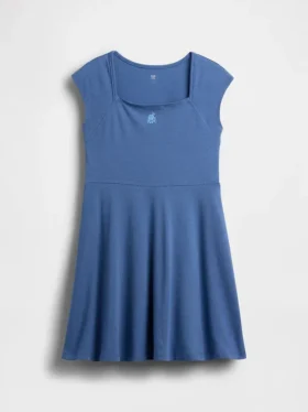Kinderjurk van jersey met vierkante hals