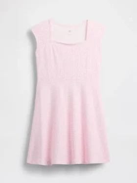 Kinderjurk van jersey met vierkante hals