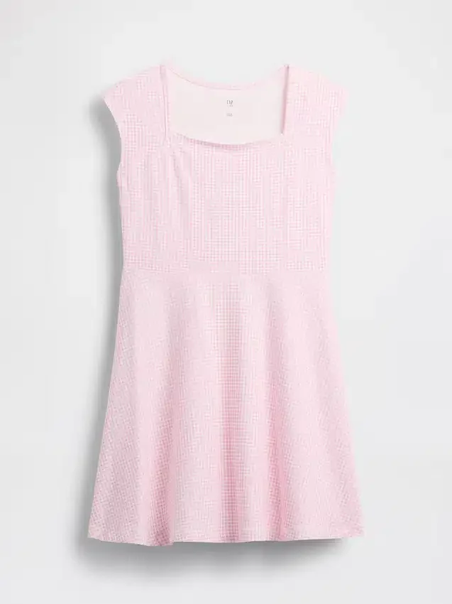 Kinderjurk van jersey met vierkante hals