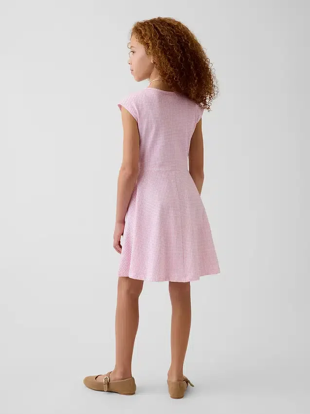 Kinderjurk van jersey met vierkante hals