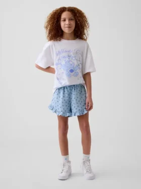 Kinderkatoenen gaaskorte broek met ruches