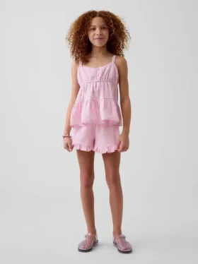 Kinderkatoenen gaaskorte broek met ruches