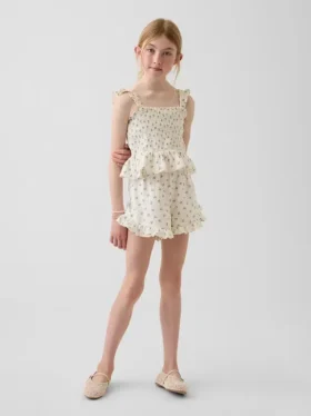 Kinderkatoenen gaaskorte broek met ruches
