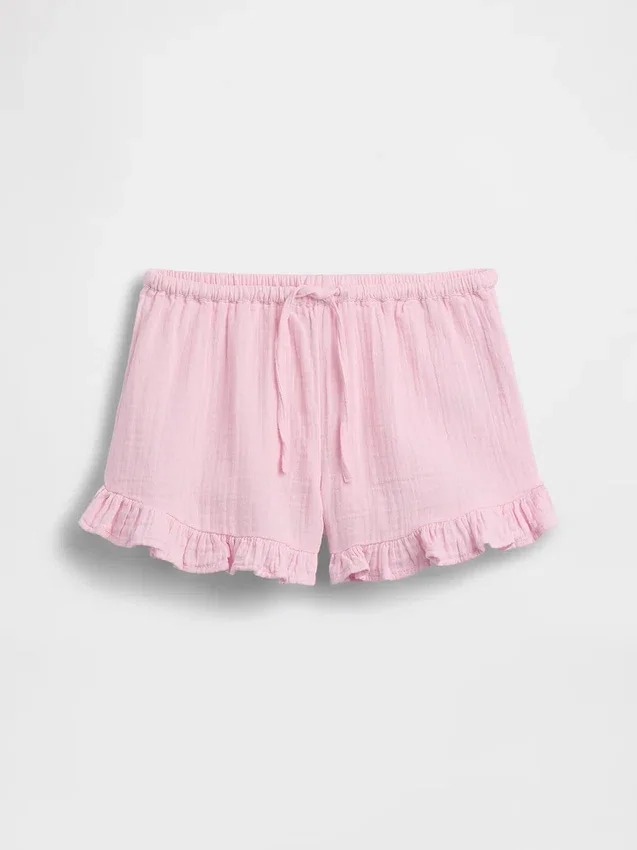 Kinderkatoenen gaaskorte broek met ruches