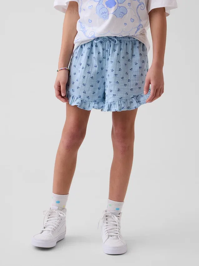 Kinderkatoenen gaaskorte broek met ruches
