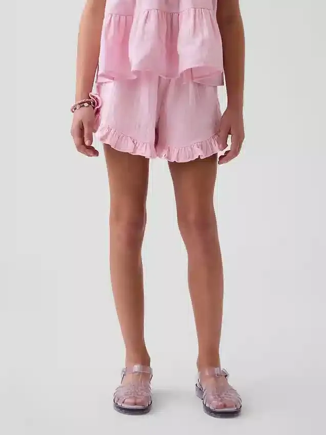 Kinderkatoenen gaaskorte broek met ruches