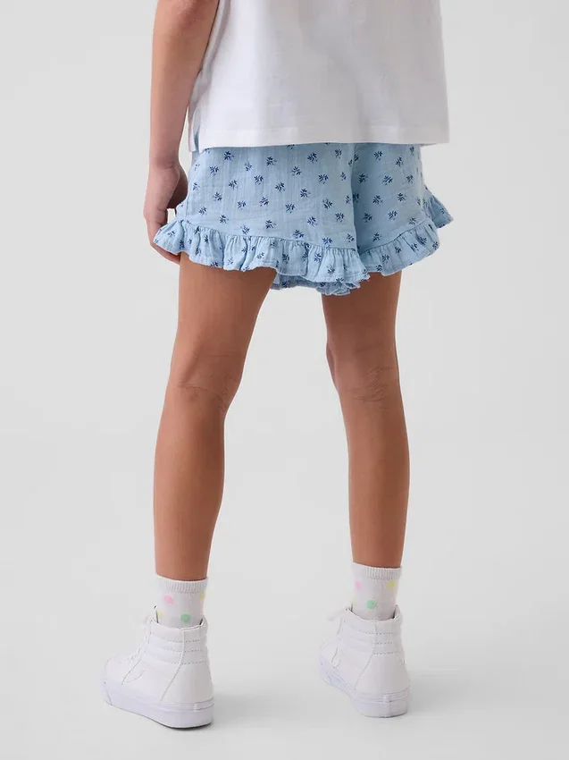 Kinderkatoenen gaaskorte broek met ruches
