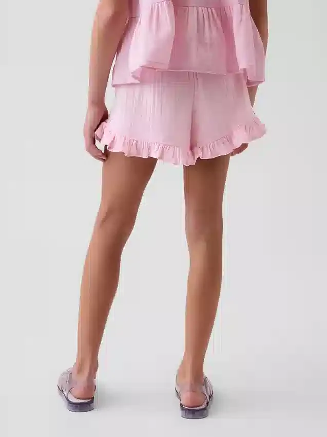 Kinderkatoenen gaaskorte broek met ruches