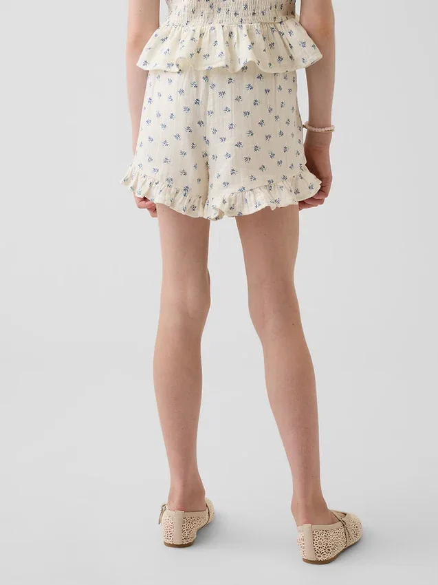 Kinderkatoenen gaaskorte broek met ruches