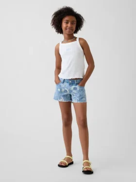 Kinderkorte broeken met lage taille en bloemenprint