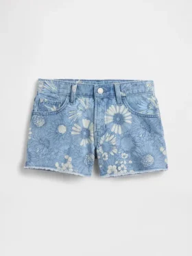 Kinderkorte broeken met lage taille en bloemenprint
