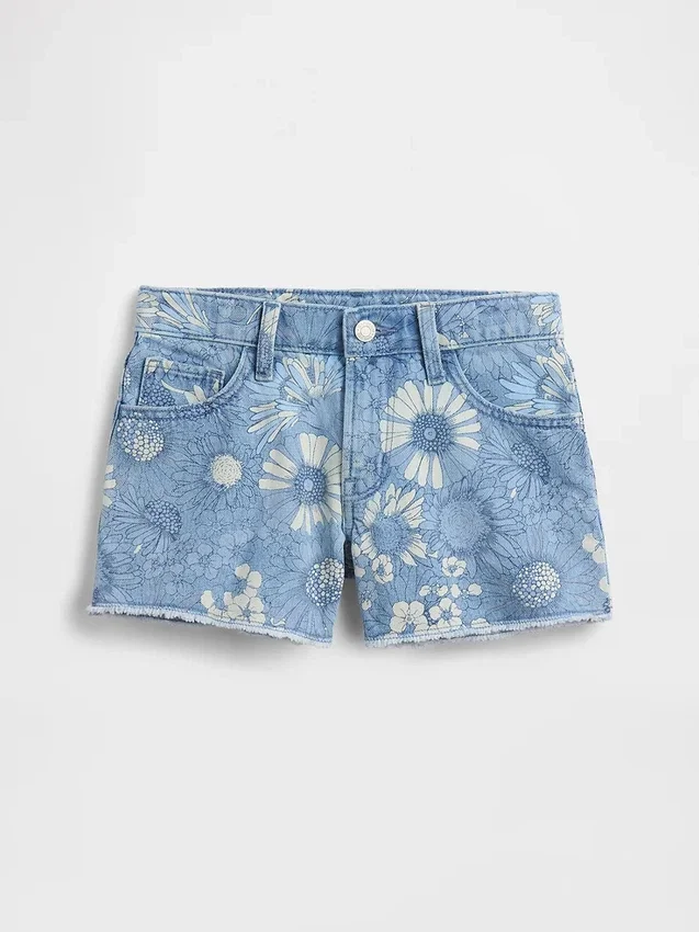 Kinderkorte broeken met lage taille en bloemenprint