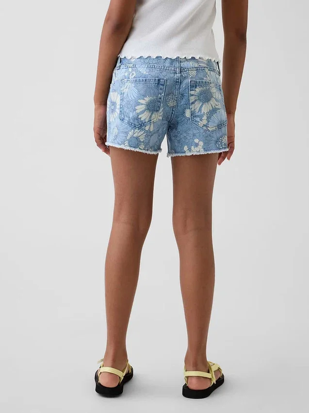 Kinderkorte broeken met lage taille en bloemenprint
