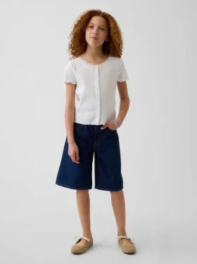 Kinderkorte broeken met lage taille en lang model