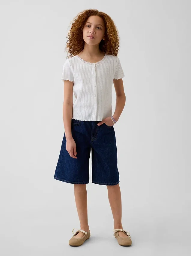 Kinderkorte broeken met lage taille en lang model