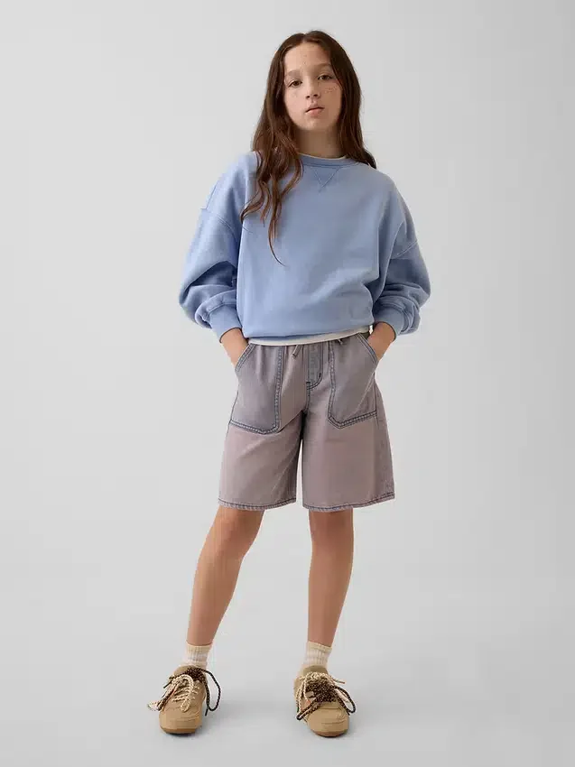 Kinderkorte broeken met lage taille en lang model