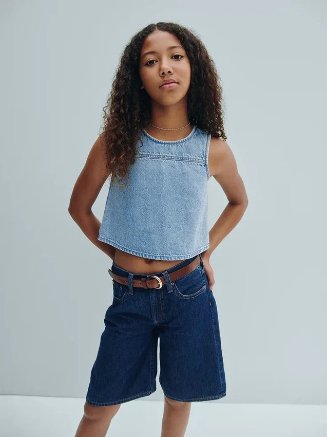 Kinderkorte broeken met lage taille en lang model